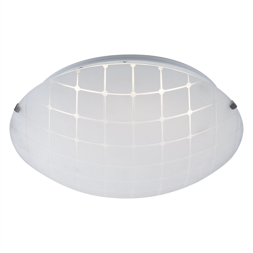 LED Deckenleuchte, Chrom, Glas, opal, Durchmesser 25cm von Globo