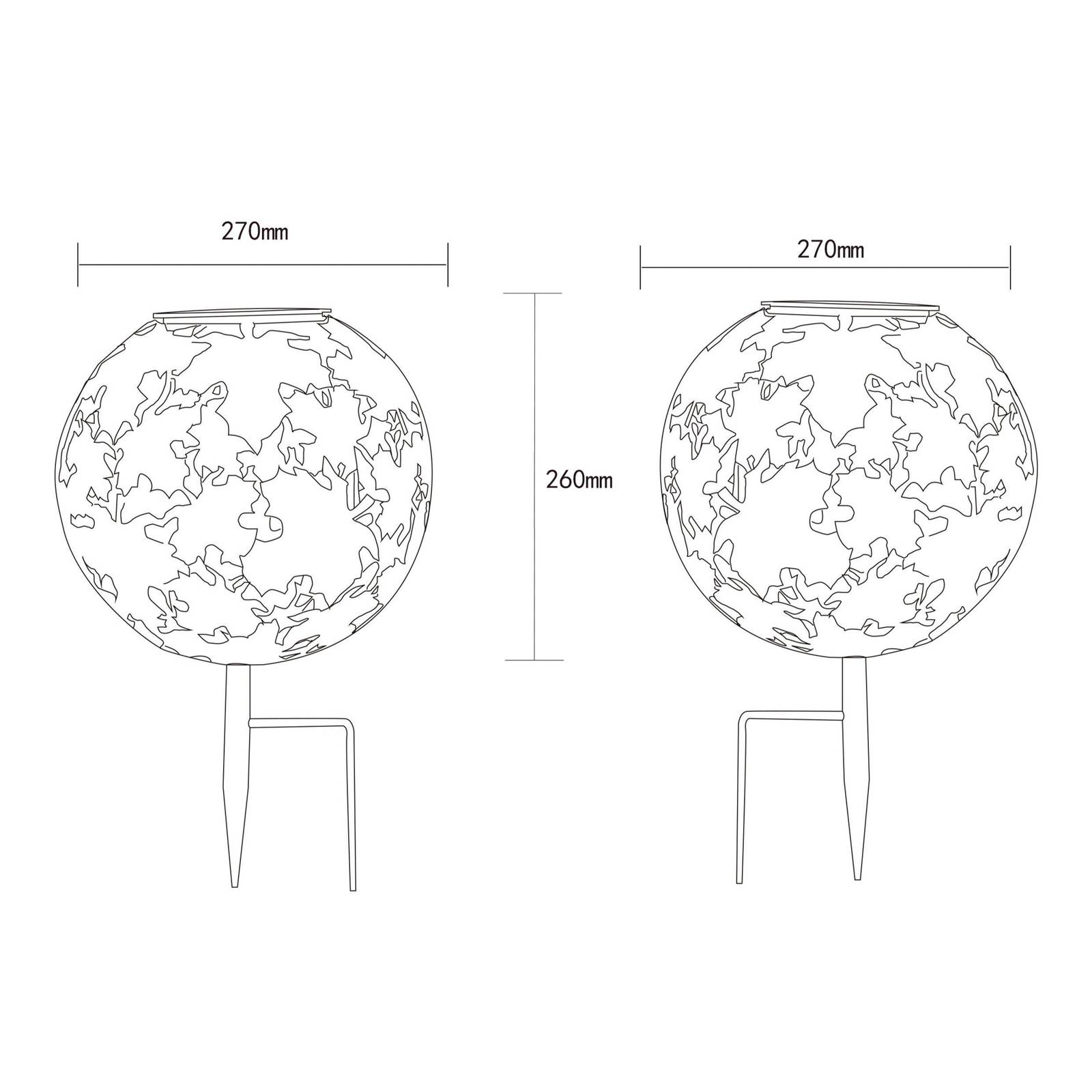 LED-Solarleuchte 36749 Kugel Ø 27 cm, rost, Erdspieß, Metall von Globo