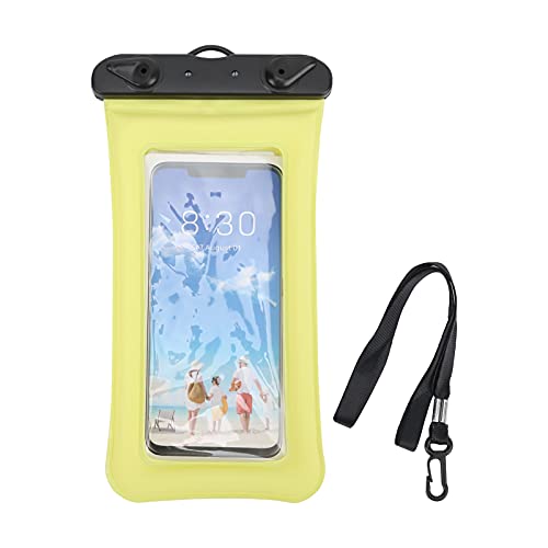 Glomora Mobiltelefon wasserdichtes Beutel, versiegelte schwimmende aufblasbare Mobilfunkkoffer wasserdichte Beutel für Mobiltelefon Trockenabdeckung (Yellow) von Glomora