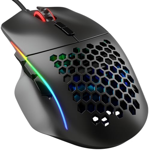 Glorious Gaming Model I Wired Gaming Mouse – superleichte 69 g, 2 tauschbare Tasten, RGB, PTFE-Füße, 9 programmierbare Tasten, seitliche Daumenablage – Schwarz von Glorious