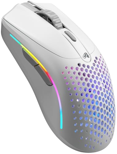 Glorious Model O 2 Mini Wireless Gaming-Maus - Leichte 57g, bis 210 Stunden Akkulaufzeit, Dual Wireless 2.4 GHz und Bluetooth 5.2, optischer Sensor mit 26K, 80M Klicks, 6 Tasten, FPS - Weiß von Glorious PC Gaming Race