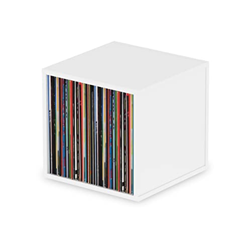 Glorious Record Box white 110 - bis zu 110 Platten im 12''-Format, problemlos stapelbar, optisch abgestimmt, Lieferung ohne Dekoration, weiß von Glorious