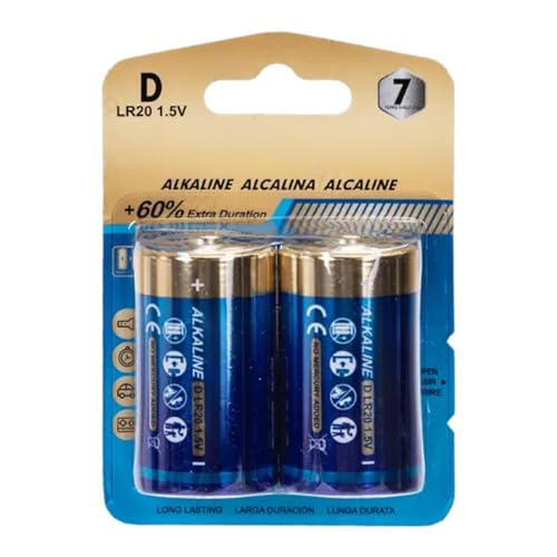 LR20D 1,5 V Alkaline Batterie im 2er Pack - Leistung und Langlebigkeit für Ihre Geräte - Ideal für Spielzeug, Taschenlampen und mehr - Bleiben Sie nie ohne Strom! von Glowster