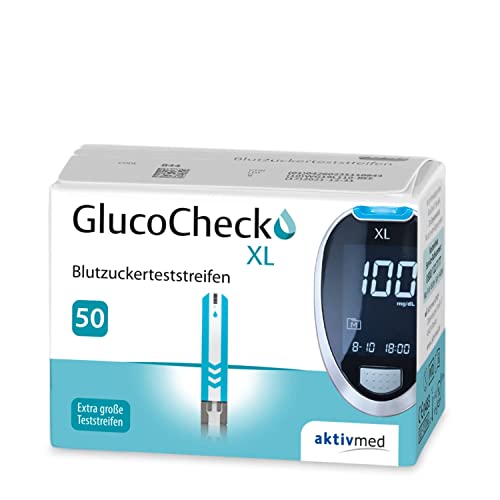 Glucocheck 7543519 Teststeifen Blutzuckerteststreifen, XL-Teststreifen (50-er pack) von GlucoCheck