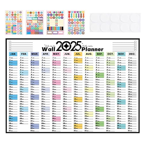 2025 Wandkalender 12 Monate, Jahresplaner 2025 | Ganzjahres-Wandkalender | Heimdekoration, Schreibtischzubehör, Terminplaner für 12 Monate für Zuhause, Arbeit, Schule von Glugahrif
