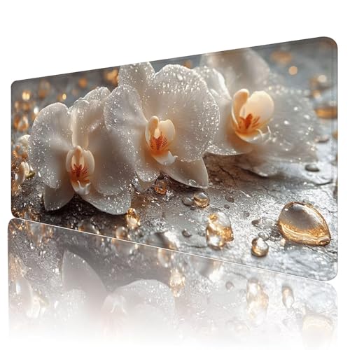 Gaming Mauspad Beige Mousepad XXL 800x300 mm einfach zu reinigen,Maschinenwaschbar Mouse pad Blumen Großer Erweiterter Schreibtischunterlage Mouse mat, Verbessert Präzision und Geschwindigkeit, d-20 von Gmeignl