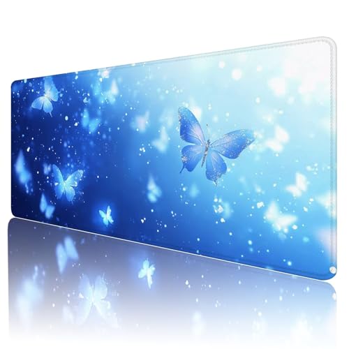 Gaming Mauspad Blau Mousepad XXL 900x400 mm einfach zu reinigen,Maschinenwaschbar Mouse pad Weiß Großer Erweiterter Schreibtischunterlage Mouse mat, Verbessert Präzision und Geschwindigkeit, d-91 von Gmeignl