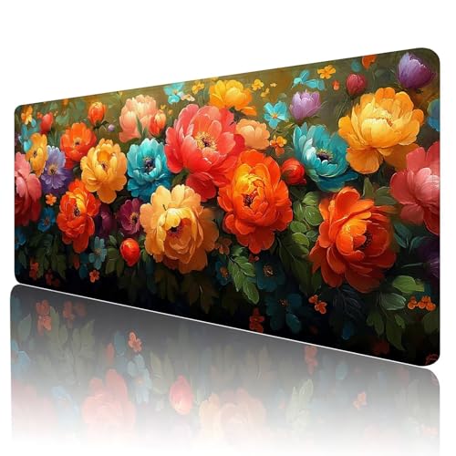 Gaming Mauspad Blume Mousepad XXL 600x300 mm einfach zu reinigen,Maschinenwaschbar Mouse pad Farbe Großer Erweiterter Schreibtischunterlage Mouse mat, Verbessert Präzision und Geschwindigkeit, L-12 von Gmeignl