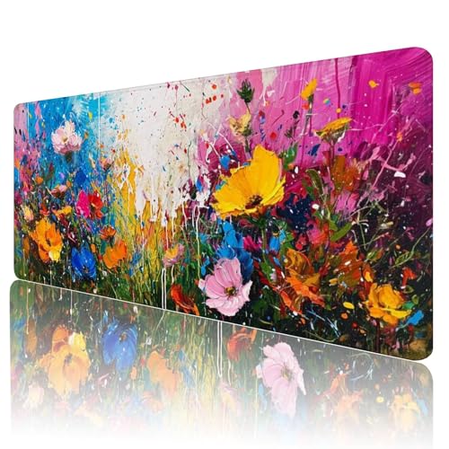 Gaming Mauspad Blume Mousepad XXL 900x400 mm einfach zu reinigen,Maschinenwaschbar Mouse pad Bunt Großer Erweiterter Schreibtischunterlage Mouse mat, Verbessert Präzision und Geschwindigkeit, Y-249 von Gmeignl