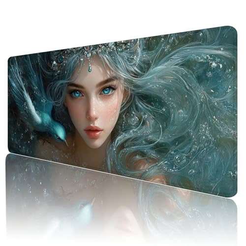 Gaming Mauspad Engel Mousepad XXL 1800x900 mm einfach zu reinigen,Maschinenwaschbar Mouse pad Frau Großer Erweiterter Schreibtischunterlage Mouse mat, Verbessert Präzision und Geschwindigkeit, d-35 von Gmeignl