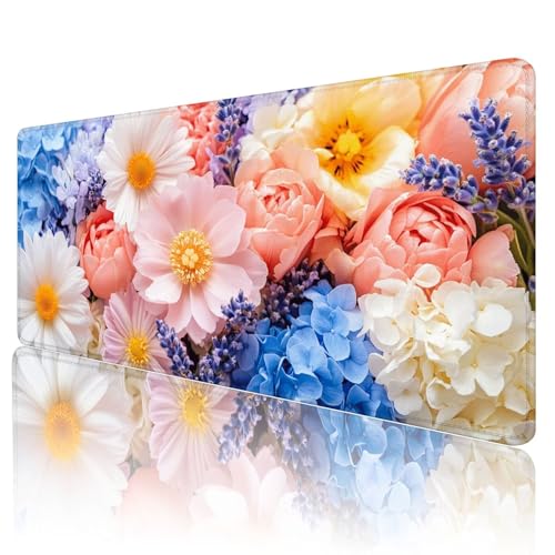 Gaming Mauspad Farbe Mousepad XXL 900x400 mm einfach zu reinigen,Maschinenwaschbar Mouse pad Blumen Großer Erweiterter Schreibtischunterlage Mouse mat, Verbessert Präzision und Geschwindigkeit, d-46 von Gmeignl