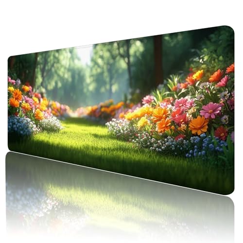 Gaming Mauspad Frühling Mousepad XXL 800x300 mm einfach zu reinigen,Maschinenwaschbar Mouse pad Blumen Groß Erweiterter Schreibtischunterlage Mouse mat, Verbessert Präzision und Geschwindigkeit, d-25 von Gmeignl