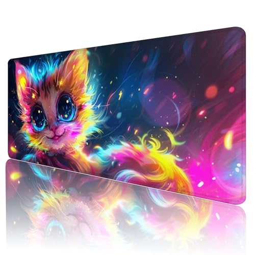 Gaming Mauspad Katze Mousepad XXL 1800x900 mm einfach zu reinigen,Maschinenwaschbar Mouse pad Bunt Großer Erweiterter Schreibtischunterlage Mouse mat, Verbessert Präzision und Geschwindigkeit, Y-204 von Gmeignl