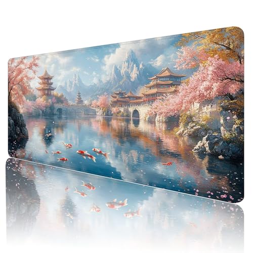 Gaming Mauspad Landschaft Mousepad XXL 1800x900 mm einfach zu reinigen,Maschinenwaschbar Mouse pad Japan Groß Erweiterter Schreibtischunterlage Mauspad, Verbessert Präzision und Geschwindigkeit, J-24 von Gmeignl