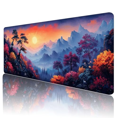 Gaming Mauspad Landschaft Mousepad XXL 800x300 mm einfach zu reinigen,Maschinenwaschbar Mouse pad Herbst Groß Erweiterter Schreibtischunterlage Mauspad, Verbessert Präzision und Geschwindigkeit, Z-16 von Gmeignl