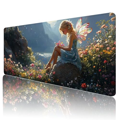 Gaming Mauspad Landschaft Mousepad XXL 900x400 mm einfach zu reinigen,Maschinenwaschbar Mouse pad Elf Groß Erweiterter Schreibtischunterlage Mouse mat, Verbessert Präzision und Geschwindigkeit, d-24 von Gmeignl