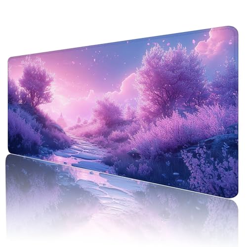 Gaming Mauspad Lila Mousepad XXL 600x300 mm einfach zu reinigen,Maschinenwaschbar Mouse pad Landschaft Groß Erweiterter Schreibtischunterlage Mouse mat, Verbessert Präzision und Geschwindigkeit, d-26 von Gmeignl