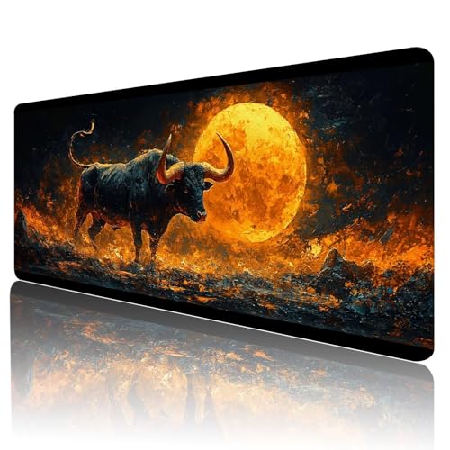 Gaming Mauspad Ochse Mousepad XXL 1800x900 mm einfach zu reinigen,Maschinenwaschbar Mouse pad Tier Großer Erweiterter Schreibtischunterlage Mouse mat, Verbessert Präzision und Geschwindigkeit, d-37 von Gmeignl