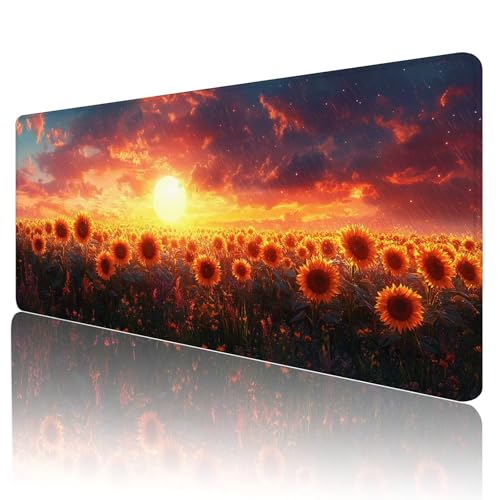 Gaming Mauspad Orange Farbe Mousepad XXL 1800x900 mm einfach zu reinigen,Maschinenwaschbar Mouse pad Sonnenblume Groß Schreibtischunterlage Mauspad, Verbessert Präzision und Geschwindigkeit, Q-42 von Gmeignl