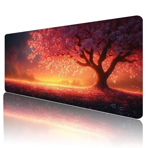 Gaming Mauspad Rosa Mousepad XXL 1800x900 mm einfach zu reinigen,Maschinenwaschbar Mouse pad Baum Großer Erweiterter Schreibtischunterlage Mouse mat, Verbessert Präzision und Geschwindigkeit, d-55 von Gmeignl