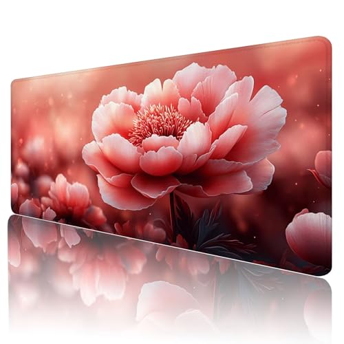 Gaming Mauspad Rosa Mousepad XXL 1800x900 mm einfach zu reinigen,Maschinenwaschbar Mouse pad Pfingstrose Groß Erweiterter Schreibtischunterlage Mauspad, Verbessert Präzision und Geschwindigkeit, Y-48 von Gmeignl