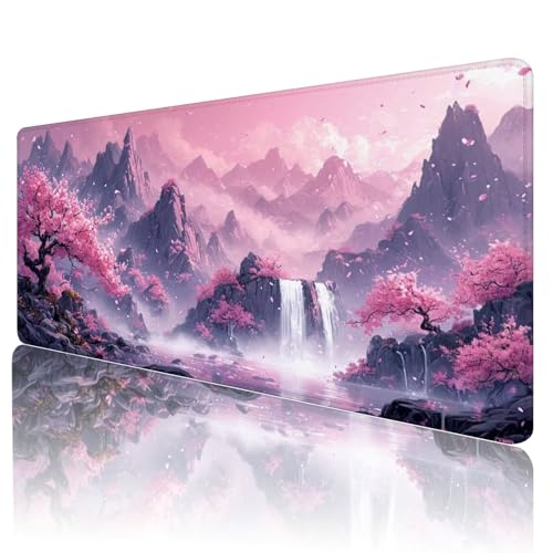 Gaming Mauspad Rosa Mousepad XXL 600x300 mm einfach zu reinigen,Maschinenwaschbar Mouse pad Japan Großer Erweiterter Schreibtischunterlage Mouse mat, Verbessert Präzision und Geschwindigkeit, Y-244 von Gmeignl