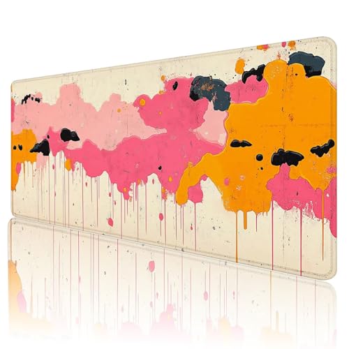 Gaming Mauspad Rosa Mousepad XXL 800x300 mm einfach zu reinigen,Maschinenwaschbar Mouse pad Orange Farbe Groß Erweiterter Schreibtischunterlage Mauspad, Verbessert Präzision und Geschwindigkeit, Y-34 von Gmeignl