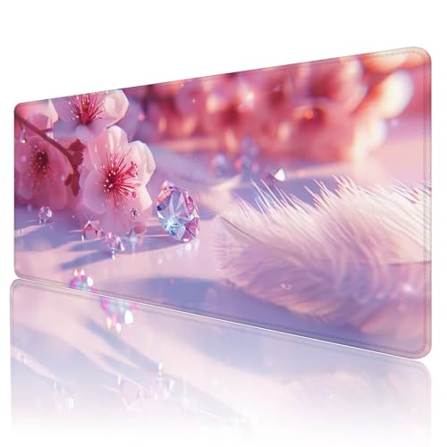 Gaming Mauspad Rosa Mousepad XXL 900x400 mm einfach zu reinigen,Maschinenwaschbar Mouse pad Blumen Großer Erweiterter Schreibtischunterlage Mouse mat, Verbessert Präzision und Geschwindigkeit, d-11 von Gmeignl