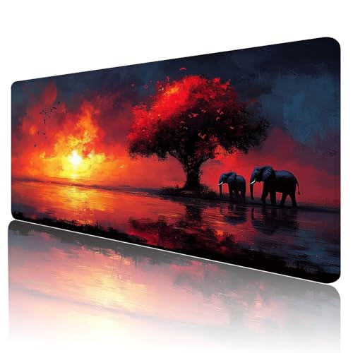 Gaming Mauspad Rot Mousepad XXL 1800x900 mm einfach zu reinigen,Maschinenwaschbar Mouse pad Baum Großer Erweiterter Schreibtischunterlage Mouse mat, Verbessert Präzision und Geschwindigkeit, d-61 von Gmeignl