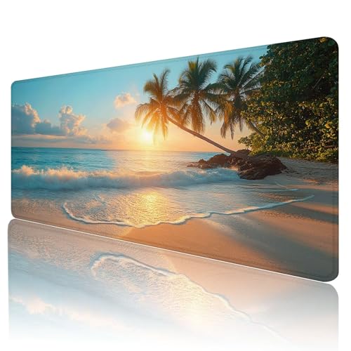 Gaming Mauspad Strand Mousepad XXL 1800x900 mm einfach zu reinigen,Maschinenwaschbar Mouse pad Landschaft Groß Erweiterter Schreibtischunterlage Mauspad, Verbessert Präzision und Geschwindigkeit, Z-2 von Gmeignl