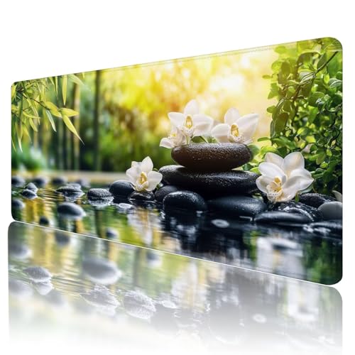 Gaming Mauspad Zen Mousepad XXL 600x300 mm einfach zu reinigen,Maschinenwaschbar Mouse pad Orchidee Großer Erweiterter Schreibtischunterlage Mouse mat, Verbessert Präzision und Geschwindigkeit, Z-96 von Gmeignl