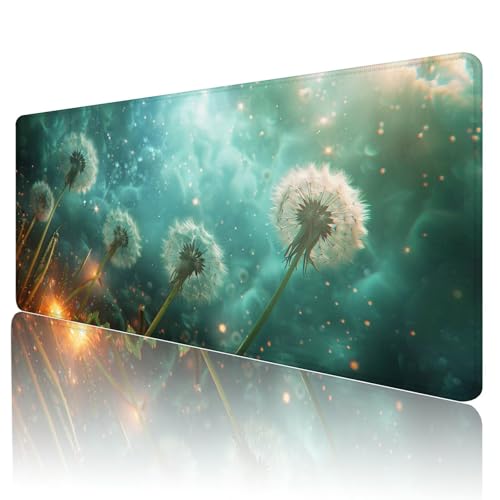 Mauspad XXL 1600 x 800 mm Gaming Mauspad Groß Mousepad Blau Schreibtischunterlage mit Genähten Kanten Mouse Pad Löwenzahn Wasserdicht Anti-Rutsch Gummibasis Desk mat für Home Office Geschenk, M-85 von Gmeignl