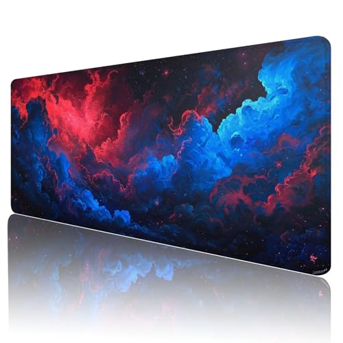 Mauspad XXL 1600 x 800 mm Gaming Mauspad Groß Mousepad Blau Schreibtischunterlage mit Genähten Kanten Mouse Pad Rot Wasserdicht Anti-Rutsch Gummibasis Desk mat für Home Office Frauen Geschenk, Y-208 von Gmeignl