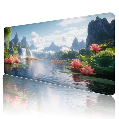 Mauspad XXL 1600 x 800 mm Gaming Mauspad Groß Mousepad Landschaft Schreibtischunterlage Genähten Kanten Mouse Pad Frühling Wasserdicht Anti-Rutsch Gummibasis Desk mat für Home Office Geschenk, Z-12 von Gmeignl