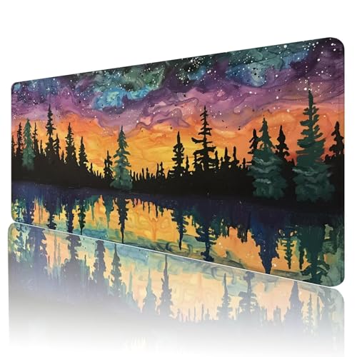 Mauspad XXL 1600 x 800 mm Gaming Mauspad Groß Mousepad Landschaft Schreibtischunterlage mit Genähten Kanten Mouse Pad Baum Wasserdicht Anti-Rutsch Gummibasis Desk mat für Home Office Geschenk, d-53 von Gmeignl