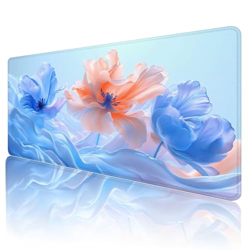 Mauspad XXL 1600 x 800 mm Gaming Mauspad Groß Mousepad Rosa Schreibtischunterlage mit Genähten Kanten Mouse Pad Blau Wasserdicht Anti-Rutsch Gummibasis Desk mat für Home Office Frauen Geschenk, d-47 von Gmeignl