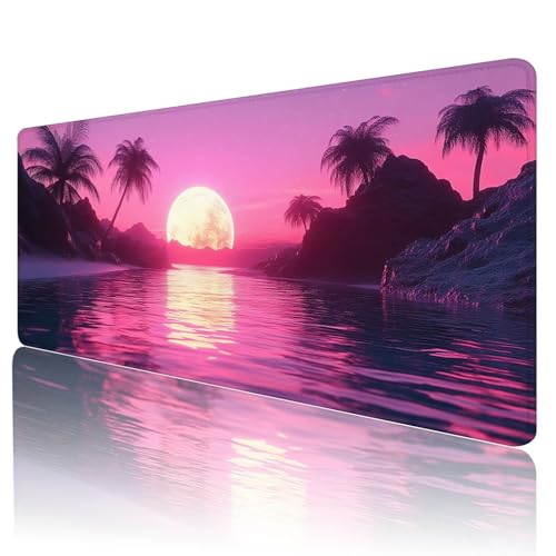 Mauspad XXL 1600 x 800 mm Gaming Mauspad Groß Mousepad Rosa Schreibtischunterlage mit Genähten Kanten Mouse Pad Landschaft Wasserdicht Anti-Rutsch Gummibasis Desk mat für Home Office Geschenk, O-80 von Gmeignl