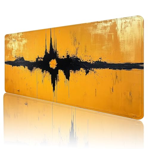 Mauspad XXL 1600 x 800 mm Gaming Mauspad Groß Mousepad Schwarz Schreibtischunterlage mit Genähten Kanten Mouse Pad Braun Wasserdicht Anti-Rutsch Gummibasis Desk mat für Home Office Geschenk, K-84 von Gmeignl