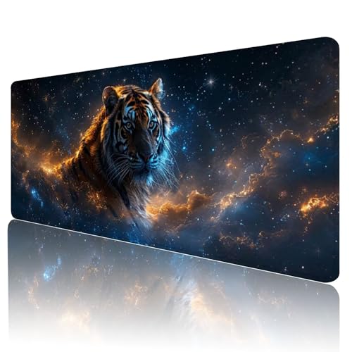 Mauspad XXL 1600 x 800 mm Gaming Mauspad Groß Mousepad Tiger Schreibtischunterlage Genähten Kanten Mouse Pad Sternenhimmel Wasserdicht Anti-Rutsch Gummibasis Desk mat für Home Office Geschenk, Y-180 von Gmeignl