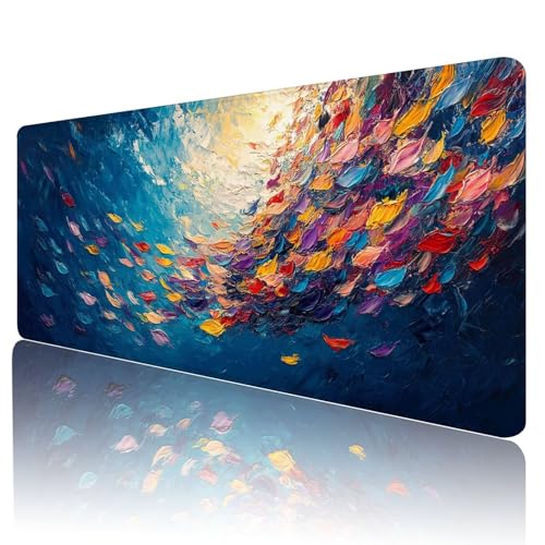 Mauspad XXL 700 x 300 mm Gaming Mauspad Groß Mousepad Farbe Schreibtischunterlage mit Genähten Kanten Mouse Pad Abstrakt Wasserdicht Anti-Rutsch Gummibasis Desk mat für Home Office Geschenk, J-18 von Gmeignl