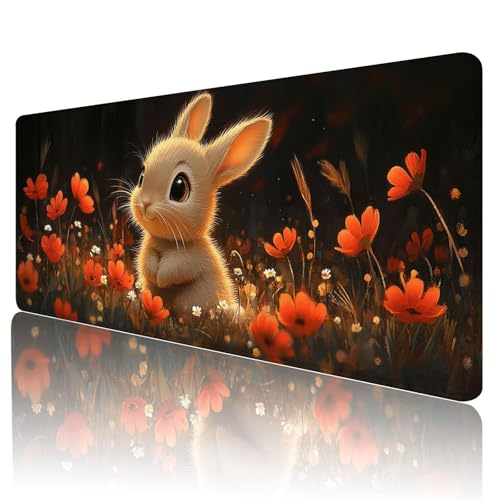 Mauspad XXL 700 x 300 mm Gaming Mauspad Groß Mousepad Niedlich Schreibtischunterlage mit Genähten Kanten Mouse Pad Tier Wasserdicht Anti-Rutsch Gummibasis Desk mat für Home Office Geschenk, L-74 von Gmeignl