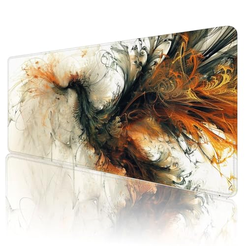 Mauspad XXL 700 x 300 mm Gaming Mauspad Groß Mousepad Orange Farbe Schreibtischunterlage mit Genähten Kanten Mouse Pad Weiß Wasserdicht Anti-Rutsch Gummibasis Desk mat für Home Office Geschenk, d-74 von Gmeignl