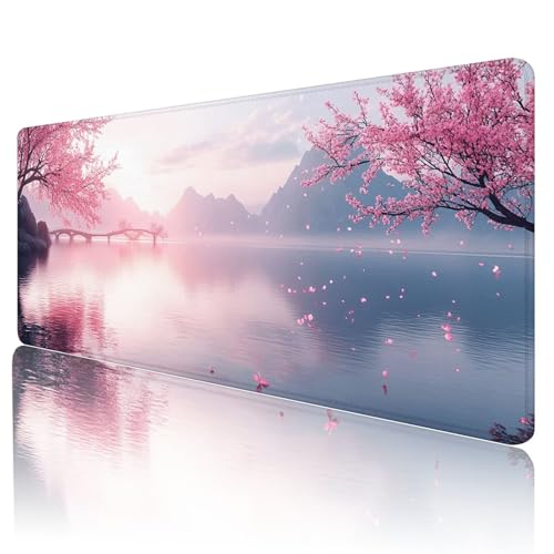 Mauspad XXL 700 x 300 mm Gaming Mauspad Groß Mousepad Rosa Schreibtischunterlage mit Genähten Kanten Mouse Pad Japan Wasserdicht Anti-Rutsch Gummibasis Desk mat für Home Office Frauen Geschenk, M-53 von Gmeignl