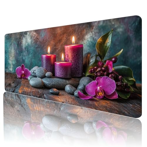 Mauspad XXL 700 x 300 mm Gaming Mauspad Groß Mousepad Rosa Schreibtischunterlage mit Genähten Kanten Mouse Pad Zen Wasserdicht Anti-Rutsch Gummibasis Desk mat für Home Office Frauen Geschenk, L-81 von Gmeignl