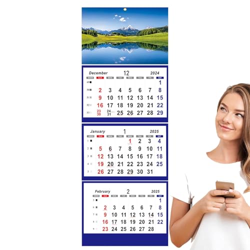 Gmokluytw Vertikaler Kalender mit 3 Monaten, 3-Monats-Display, 83,1 x 33 cm, Dezember 2024, Januar 2026, Wandkalender für Zuhause, Büros und Wohnung von Gmokluytw