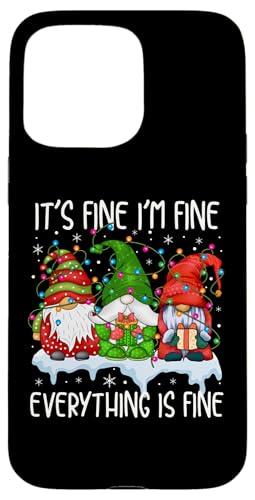 Hülle für iPhone 15 Pro Max It's Fine I'm Fine Everything Is Fine Zwerg Weihnachtsbeleuchtung von Gnome Christmas Gifts