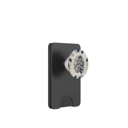 Brain Anatomy Vintage Medizinische Diagramme mit blauen Blumen PopSockets PopWallet für MagSafe von Gnosis Picture Archive