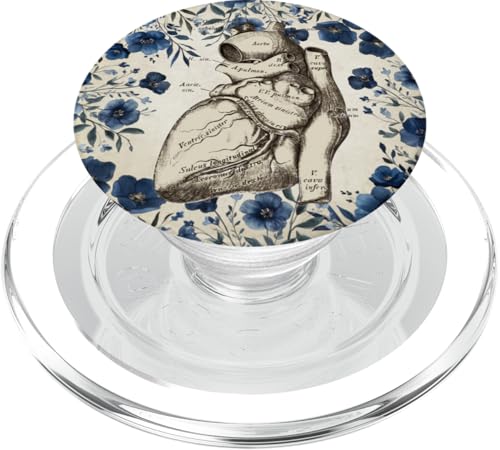 Heart Anatomy Vintage Kardiologie Kunst mit blauem Blumenmuster PopSockets PopGrip für MagSafe Heart Anatomy Vintage Kardiologie Kunst mit blauem Blumenmuster PopSockets PopGrip für MagSafe von Gnosis Picture Archive