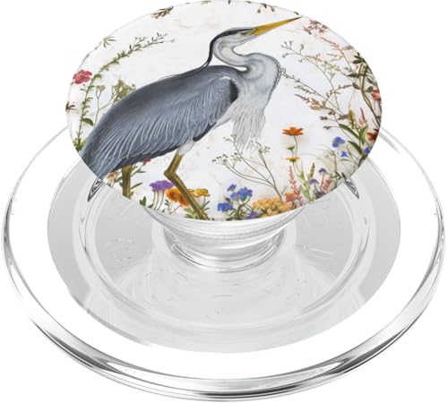 Ornithologie-Thema, Blumen- und Reihervogel-Design PopSockets PopGrip für MagSafe Ornithologie-Thema, Blumen- und Reihervogel-Design PopSockets PopGrip für MagSafe von Gnosis Picture Archive