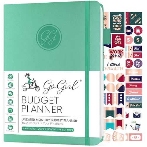 GoGirl Budget Planer - Monatliches Budgetbuch für Finanzplaner. Expense Tracker Notebook Journal zur Kontrolle Ihres Geldes. Undatiert, dauert 1 Jahr, A5-Größe (14.5x21cm) - Smaragd von GoGirl